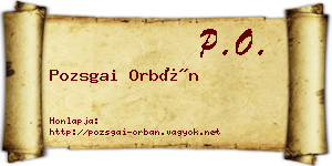 Pozsgai Orbán névjegykártya